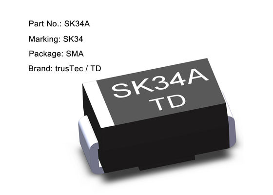 Diodo SMA del diodo de barrera de los componentes electrónicos SMD Schottky 3.0a 40V SS34A SK34A