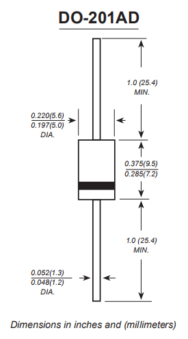 Caja axial del diodo de rectificador de silicio del plástico de la eficacia alta DO-201AD 3A 1000V HER308 1000pcs que embala 0